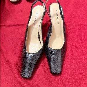 Karen Scott Textured Black Slingback Heels